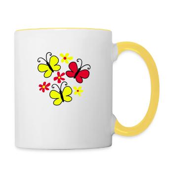 papillons - Mug contrasté - blanc/jaune - Droite