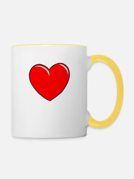 Cartoon-Herz - Tasse zweifarbig - Weiß/Gelb
