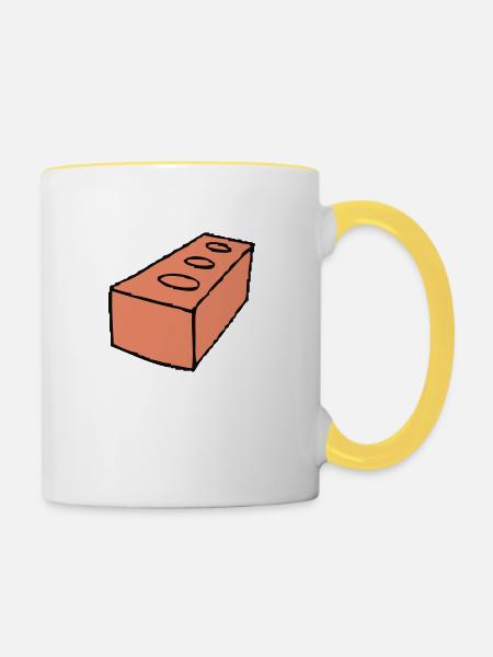 Stein - Tasse zweifarbig - Weiß/Gelb