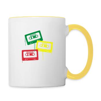 Roots, rock, reggae - Contrasting Mug - white/yellow - Right