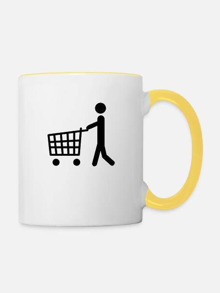 Shopping - Tasse zweifarbig - Weiß/Gelb