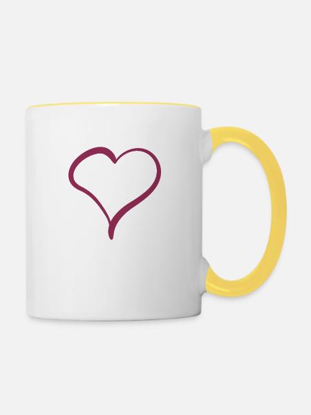 Herz - Tasse zweifarbig - Weiß/Gelb