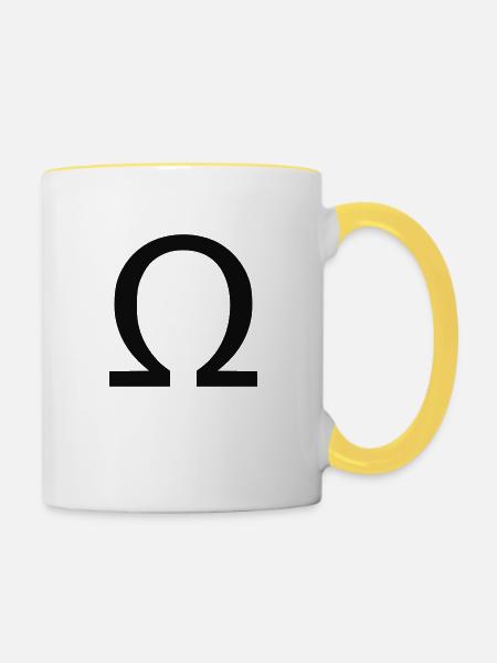 Omega - Tasse zweifarbig - Weiß/Gelb