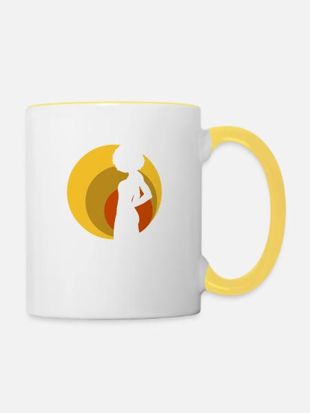 retro_afro_girl_01 - Tasse zweifarbig - Weiß/Gelb