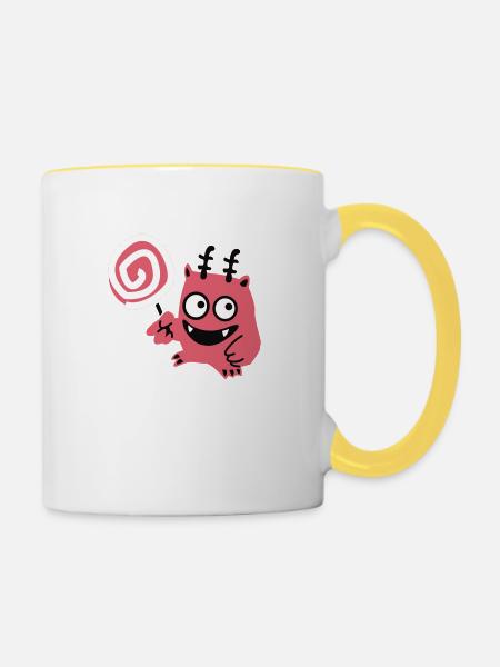 Lolli-Monster - Tasse zweifarbig - Weiß/Gelb