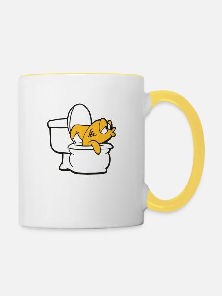 Fish - Tasse zweifarbig - Weiß/Gelb