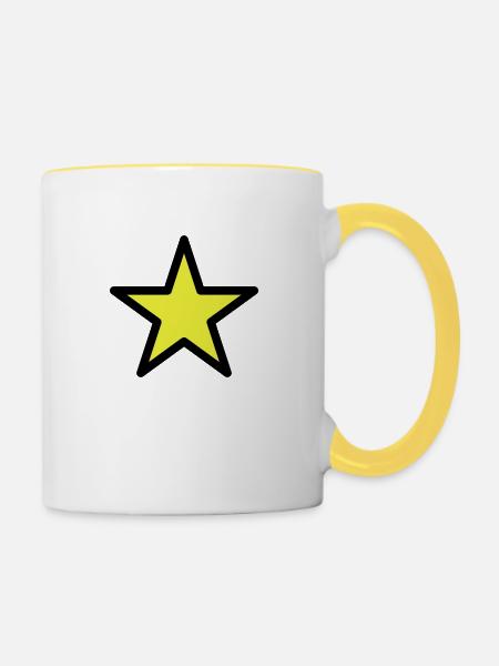 star outline 2c - Tasse zweifarbig - Weiß/Gelb