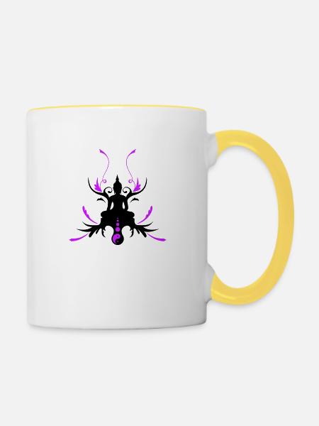 buddha_2f - Tasse zweifarbig - Weiß/Gelb