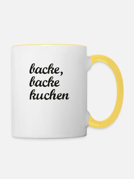 backe, backe kuchen - Tasse zweifarbig - Weiß/Gelb