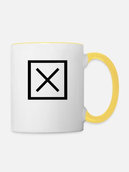 Kreuz - Tasse zweifarbig - Weiß/Gelb