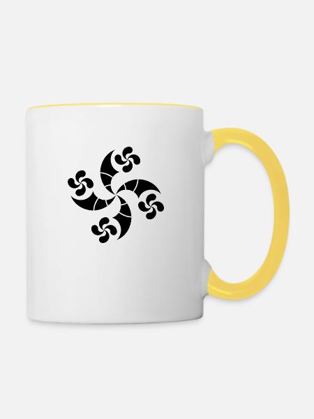 Baskische Quer - Tasse zweifarbig - Weiß/Gelb