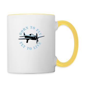 born_to_fly_2c - Mug contrasté - blanc/jaune - Droite