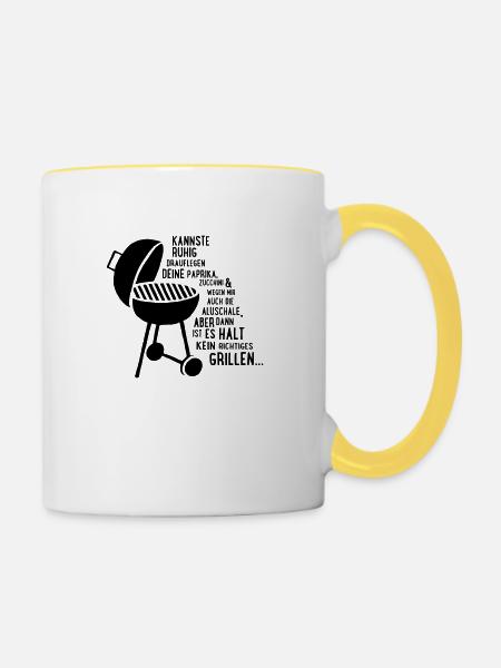 kein richtiges grillen - Tasse zweifarbig - Weiß/Gelb
