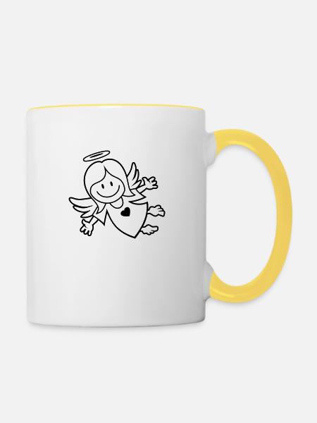 vl064a_engel2_1c - Tasse zweifarbig - Weiß/Gelb