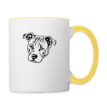 (188) American Staffordshire Terrier - Mug contrasté - blanc/jaune - Droite