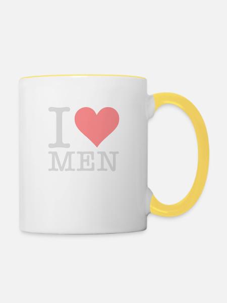 Ich liebe Männer! - Tasse zweifarbig - Weiß/Gelb