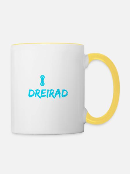 Just ride Dreirad Geschenk - Tasse zweifarbig - Weiß/Gelb