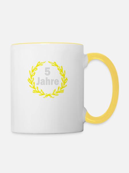 5 jahre - Tasse zweifarbig - Weiß/Gelb