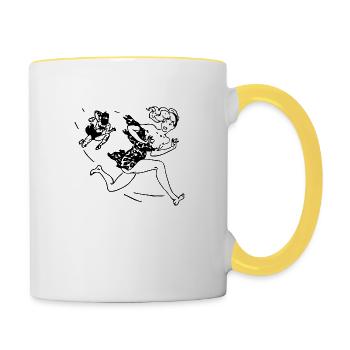 neanderthal cave man caveman steinzeit6 - Contrasting Mug - white/yellow - Right