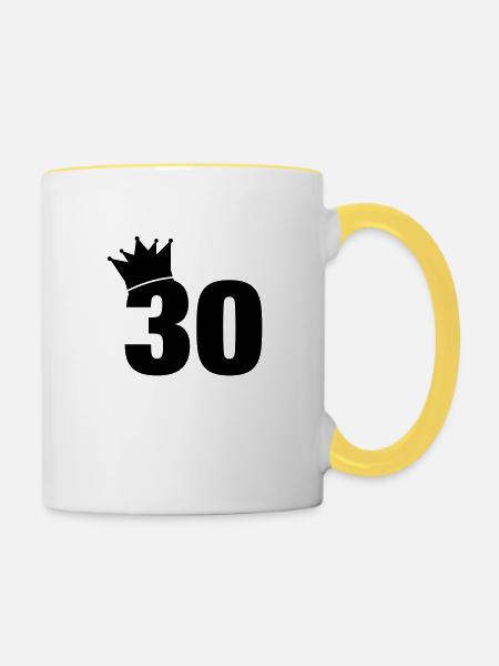 30_krone_f1 - Tasse zweifarbig - Weiß/Gelb
