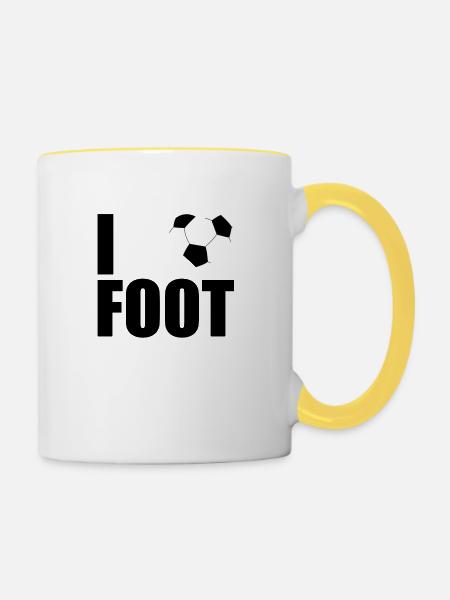 I love foot - Tasse zweifarbig - Weiß/Gelb