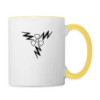 atom radioaktiv atomkraft stromschlag gefahr schil - Tasse zweifarbig - Weiß/Gelb - Rechts