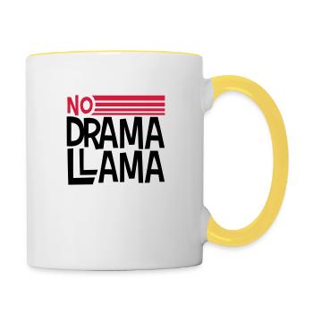text logo no drama llama party cool celebrate fun c - Contrasting Mug - white/yellow - Right