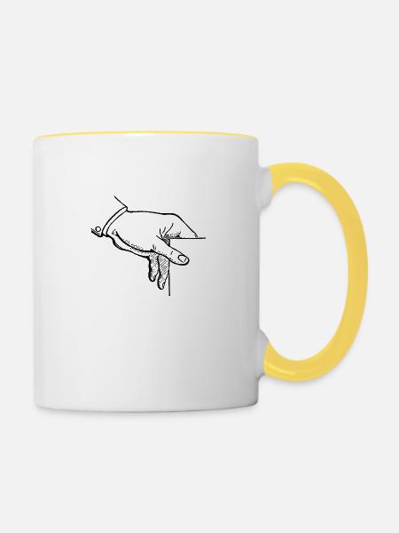 Hand - Tasse zweifarbig - Weiß/Gelb