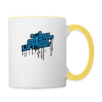 when nothing goes right go lift left graffiti trop - Mug contrasté - blanc/jaune - Droite
