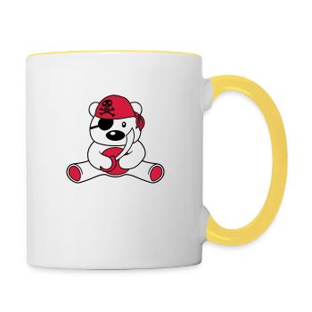 matrose pirat kapitaen saebel seeraeuber boot schi - Tasse zweifarbig - Weiß/Gelb - Rechts