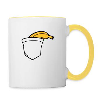 banane fruit drôle manger en bonne santé faim délicieux - Mug contrasté - blanc/jaune - Droite