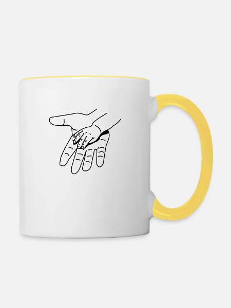 hand_in_hand - Tasse zweifarbig - Weiß/Gelb