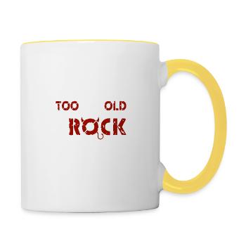 never too old to rock - Tasse zweifarbig - Weiß/Gelb - Rechts
