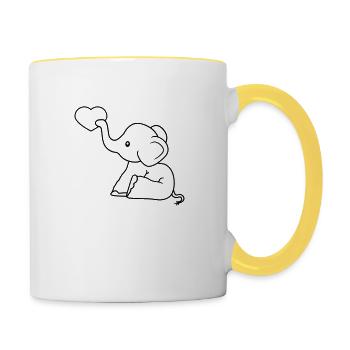 elephant heart love give in love sitting suess - Contrasting Mug - white/yellow - Right