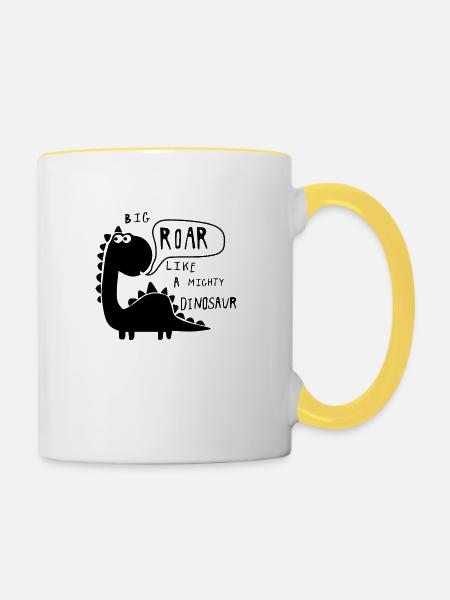 Big roar Dinosaurier - Tasse zweifarbig - Weiß/Gelb