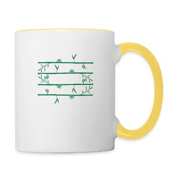 4 barres de bambou à motif long silhouette vi - Mug contrasté - blanc/jaune - Droite