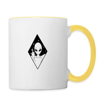 Alien - Tasse zweifarbig - Weiß/Gelb - Rechts