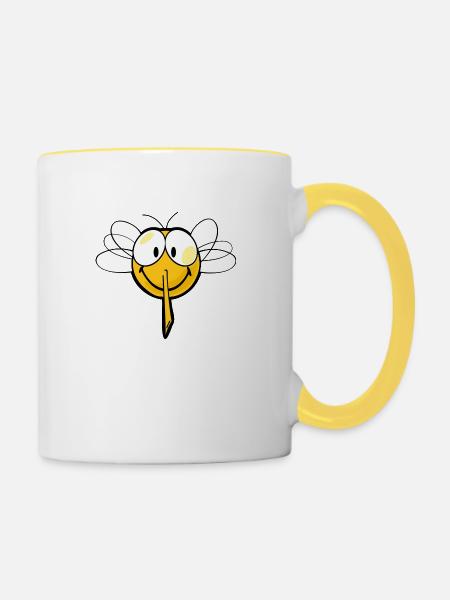 Smiley Mosquito - Tasse zweifarbig - Weiß/Gelb