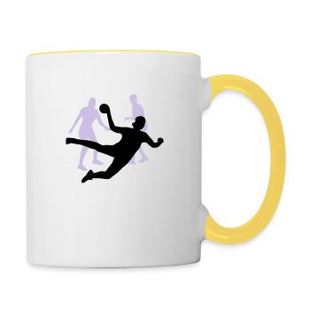 Handball - Handballerin - Tasse zweifarbig - Weiß/Gelb - Rechts