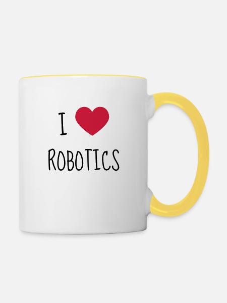 Robotik / Roboter / Robot / Robotics - Tasse zweifarbig - Weiß/Gelb