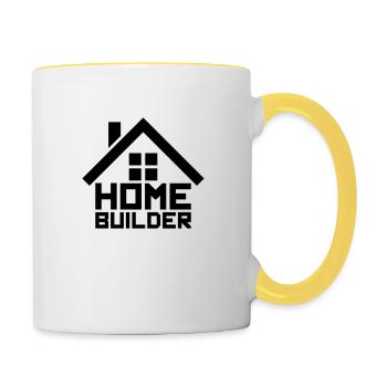 home builder eigenheim haus bauen gebaeude logo de - Tasse zweifarbig - Weiß/Gelb - Rechts