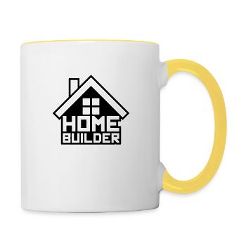 kontur version logo eigenheim home builder haus ba - Tasse zweifarbig - Weiß/Gelb - Rechts
