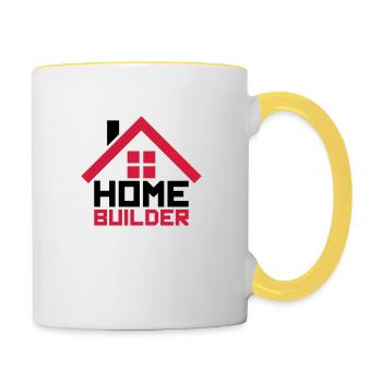 eigenheim home builder haus bauen gebaeude logo de - Tasse zweifarbig - Weiß/Gelb - Rechts