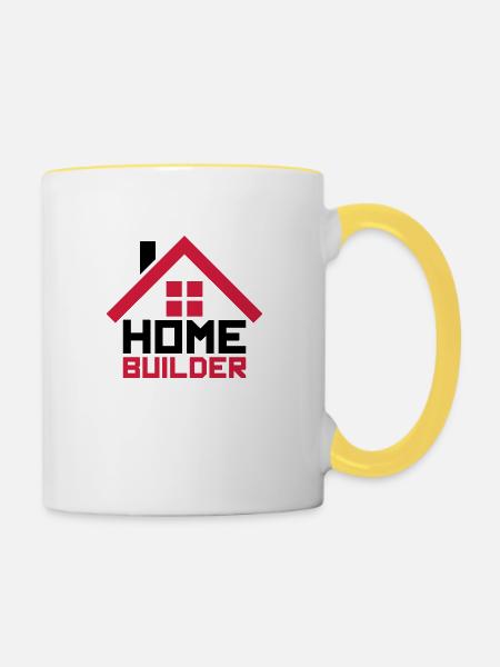 maison constructeur maison construction bâtiment bâtiment logo de - Mug contrasté - blanc/jaune