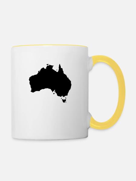 australia map - Tasse zweifarbig - Weiß/Gelb