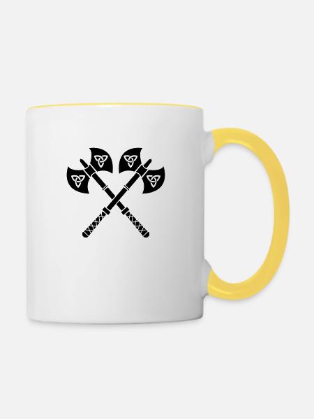 wikinger_aexte_01 - Tasse zweifarbig - Weiß/Gelb