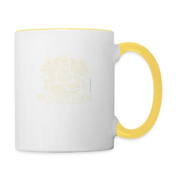 Holzfäller Mit Beil und Seele - Tasse zweifarbig - Weiß/Gelb - Rechts