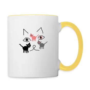 three cats fantasy - Contrasting Mug - white/yellow - Right