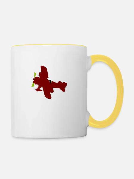 Flugzeug - Tasse zweifarbig - Weiß/Gelb