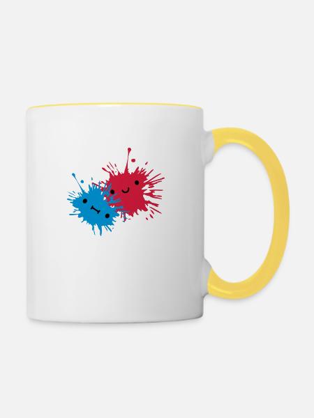 2 Suesse Kleckse - Tasse zweifarbig - Weiß/Gelb